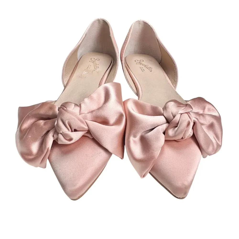 Seychelles | Women | Sheila d’Orsay Blush Pink Romantic Satin Bow Flats | Size 8 - Picture 4 of 16